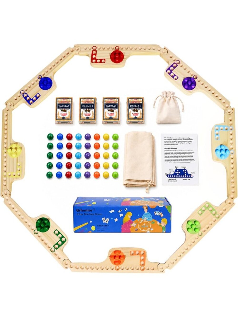 Wooden Pegs & Jokers Board Game for 2-8 Players - Fun Family Game Night!
